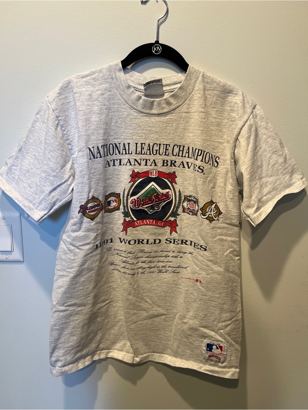 Vintage Authentic Atlanta Braves 1991 World Series Champion Gray Graphic Tee 90s